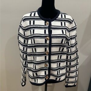 ❤️❤️❤️ Ann Taylor Navy and White Striped Cardigan